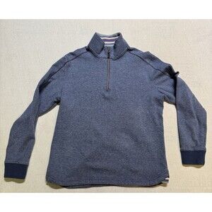 Robert Graham 1/4 Zip Pullover Sweater Mens Large Classic Fit 100% Cotton Blue